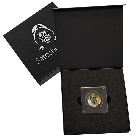 Pièce Bitcoin en Argent – Humpback Whale – Gold + White Platinum + Black Rhodium (21g Argent Fin 999)