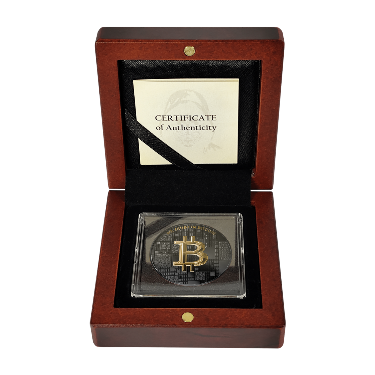 Pièce Bitcoin en Argent – Fish – Black Ruthenium + Gold (21g Argent Fin 999)