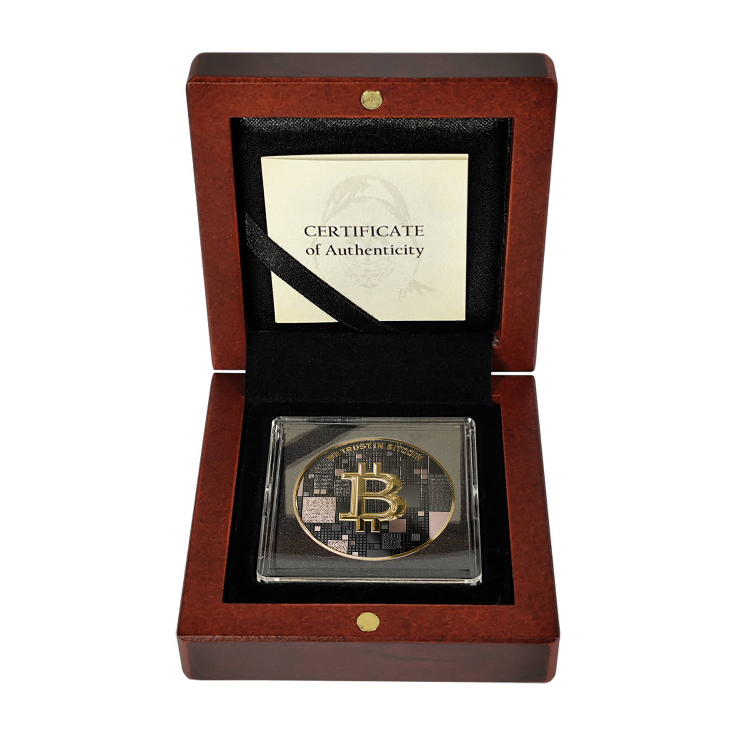 Pièce Bitcoin en Argent – Shark – Black Platinum + Red Gold + Gold (21g Argent Fin 999)