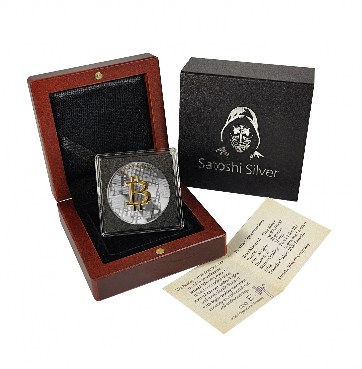 Pièce Bitcoin en Argent – Crab – Silver + Gold (21g Argent Fin 999)