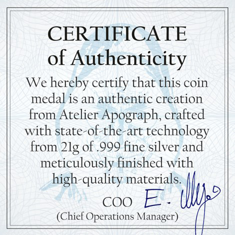 Pièce Bitcoin en Argent – Humpback Whale – Gold + White Platinum + Black Rhodium (21g Argent Fin 999)