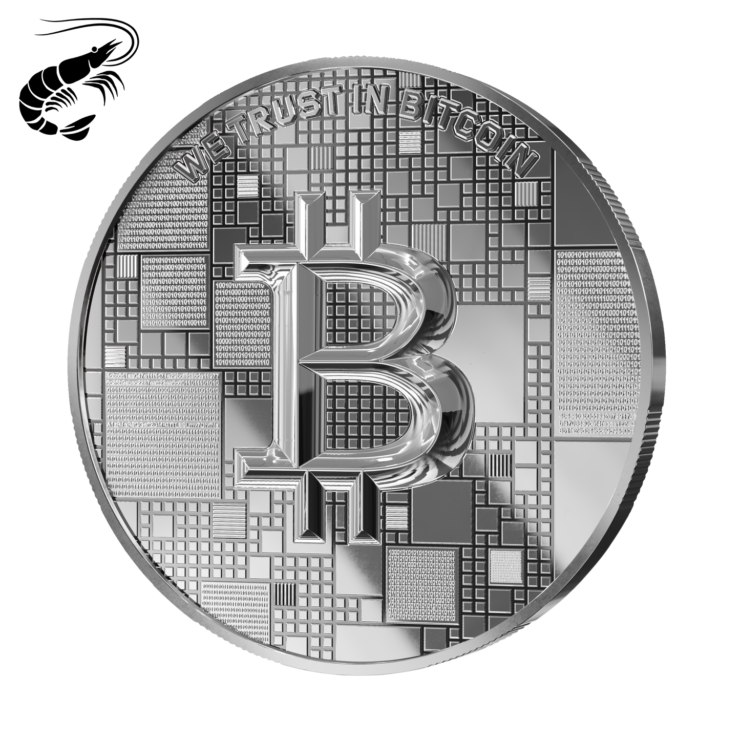 Pièce Bitcoin en Argent – Shrimp (21g Argent Fin 999)
