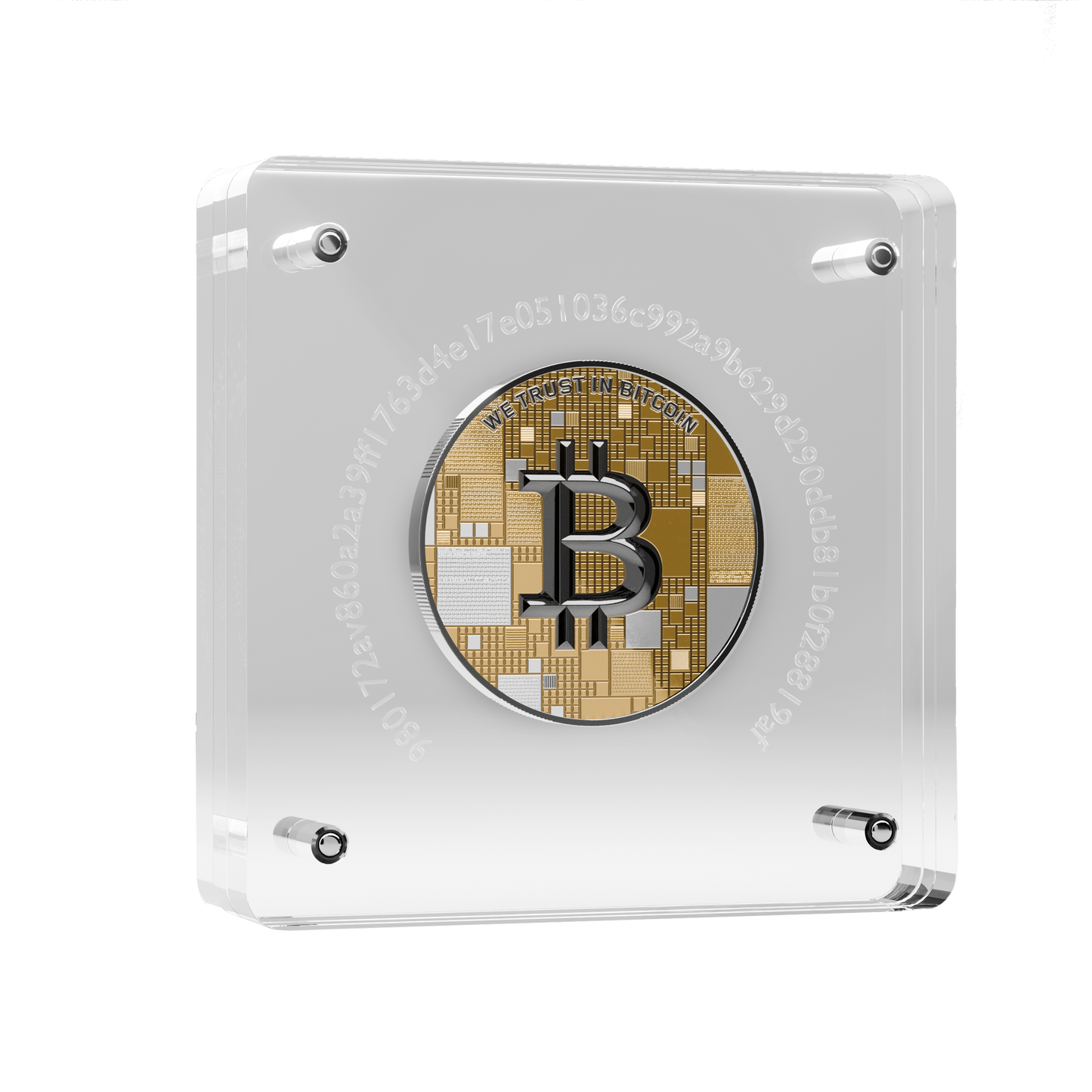 Pièce Bitcoin en Argent – Humpback Whale – Gold + White Platinum + Black Rhodium (21g Argent Fin 999)