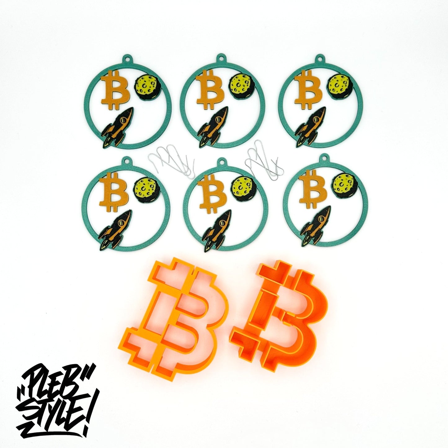 Bitcoin Christbaumschmuck – „To the Moon“ Ornament (6 Stück, Ø 80 mm)