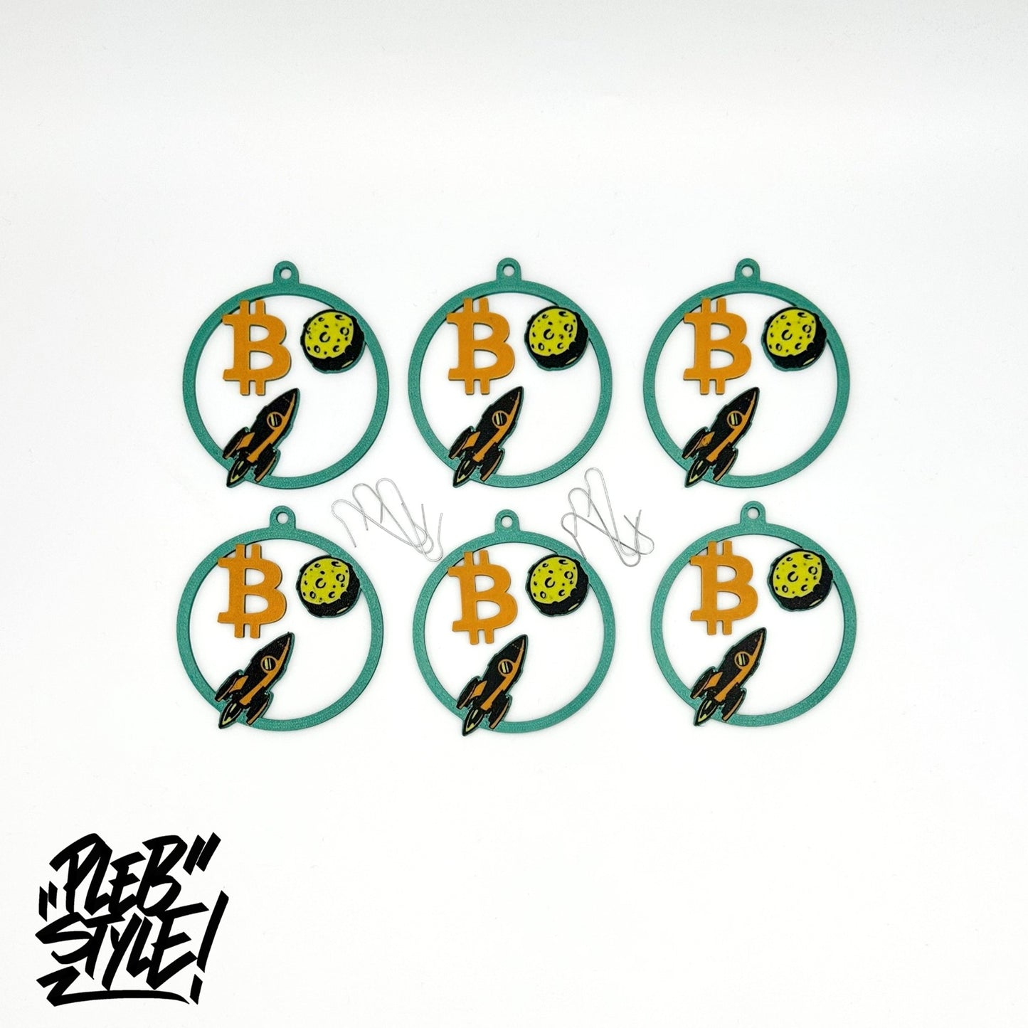 Bitcoin Christbaumschmuck – „To the Moon“ Ornament (6 Stück, Ø 80 mm)