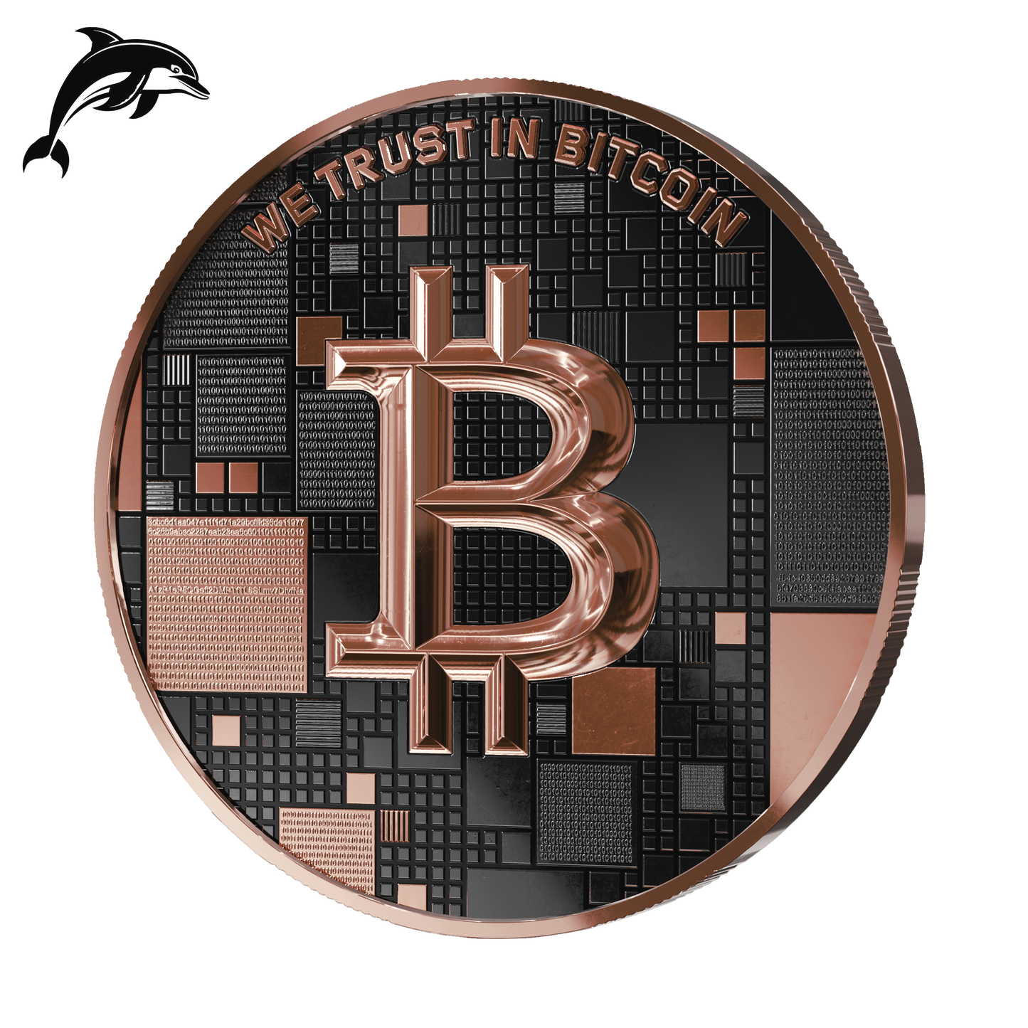 Bitcoin Silbermünze – Dolphin – Roségold + Ruthenium – 2026 Edition (21g 999 Feinsilber)