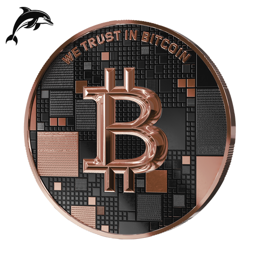 Bitcoin Silver Coin – Dolphin – Rose Gold + Ruthenium – 2026 Edition (21g 999 Fine Silver)