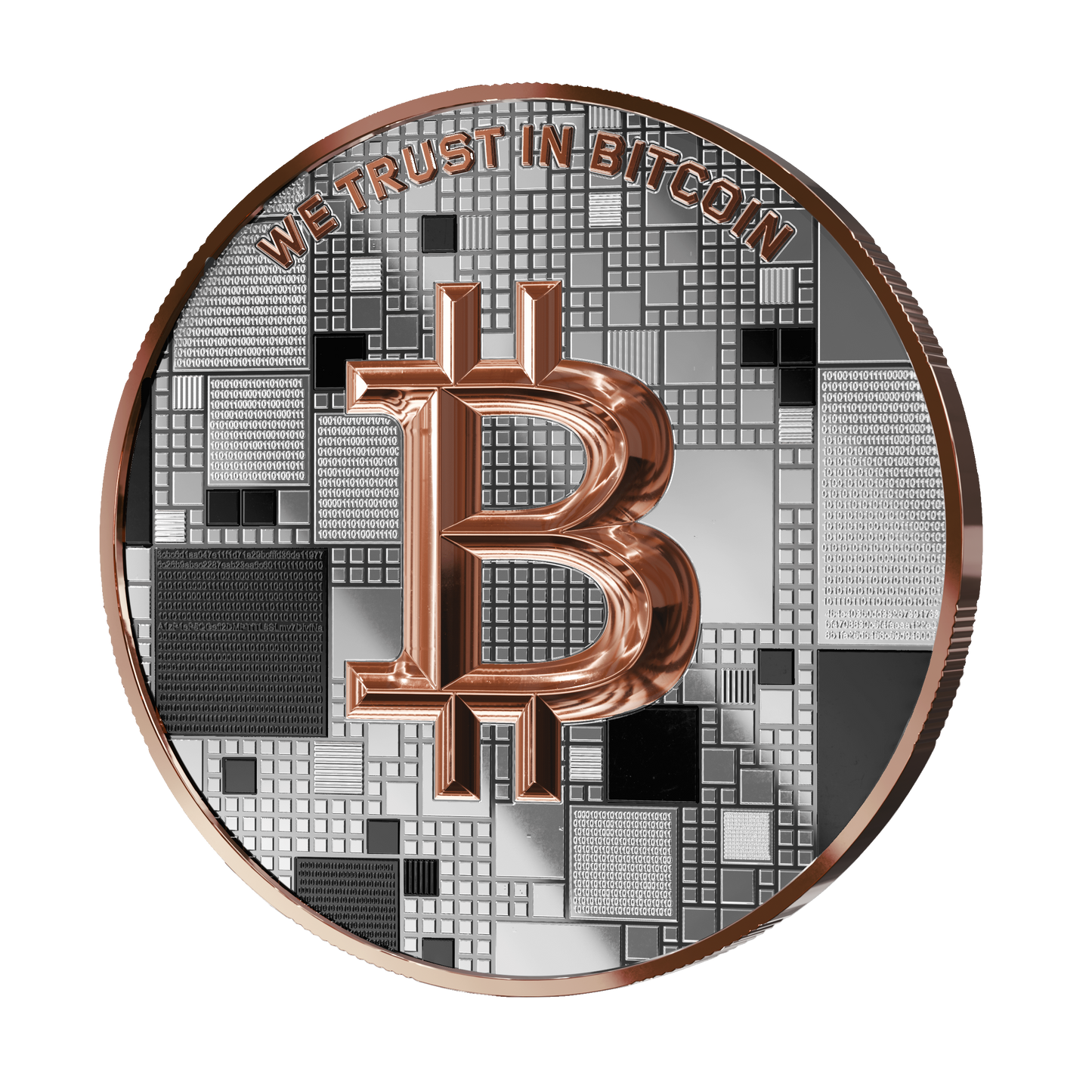 Pièce d'argent Bitcoin – Fish – Or rosé + Ruthénium – Édition 2026 (21g argent fin 999)