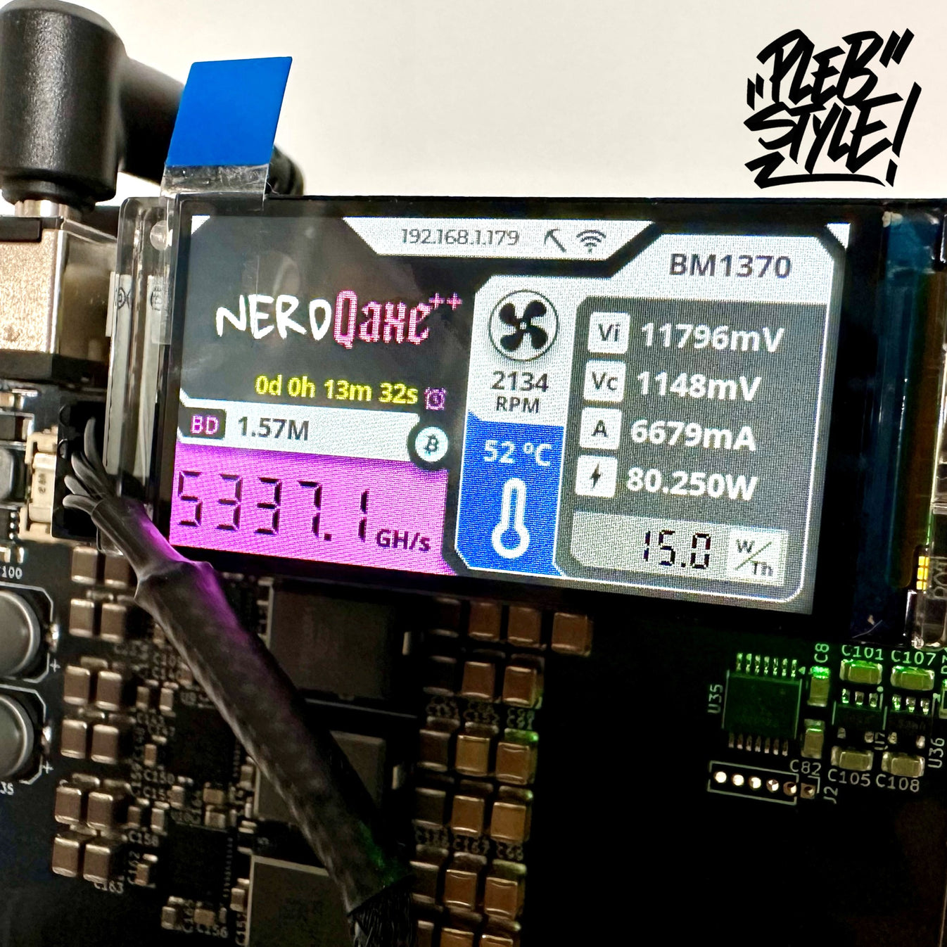 Miner Bitcoin Asic NerdQaxe++ Hydro Bitcoin Miner - 4.8TH/s, 15J/TH, 60W,  WiFi, Open-Source Per Appassionati Minatore Asic 4.8th/s