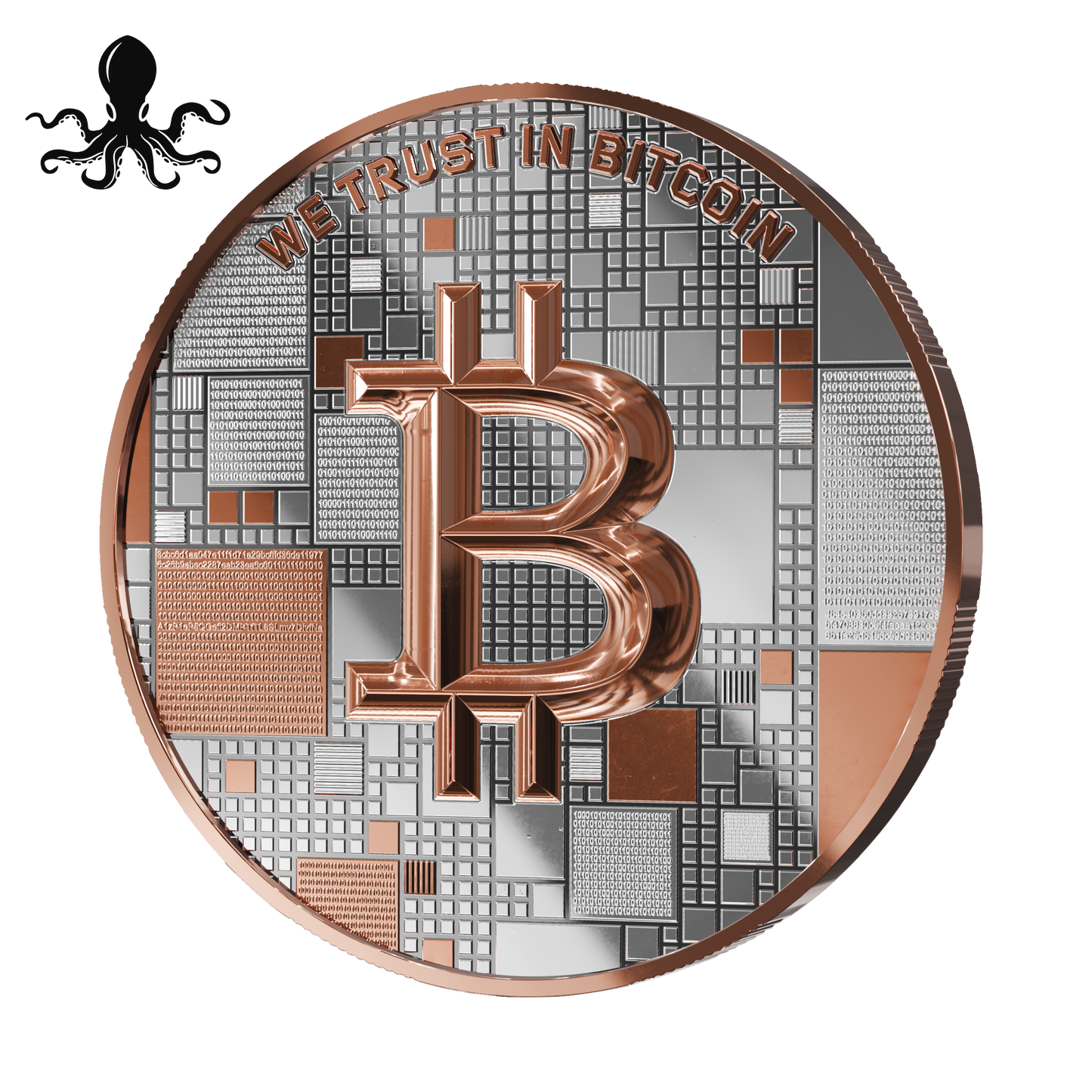 Bitcoin Silbermünze – Octopus – Roségold – 2026 Edition (21g 999 Feinsilber)