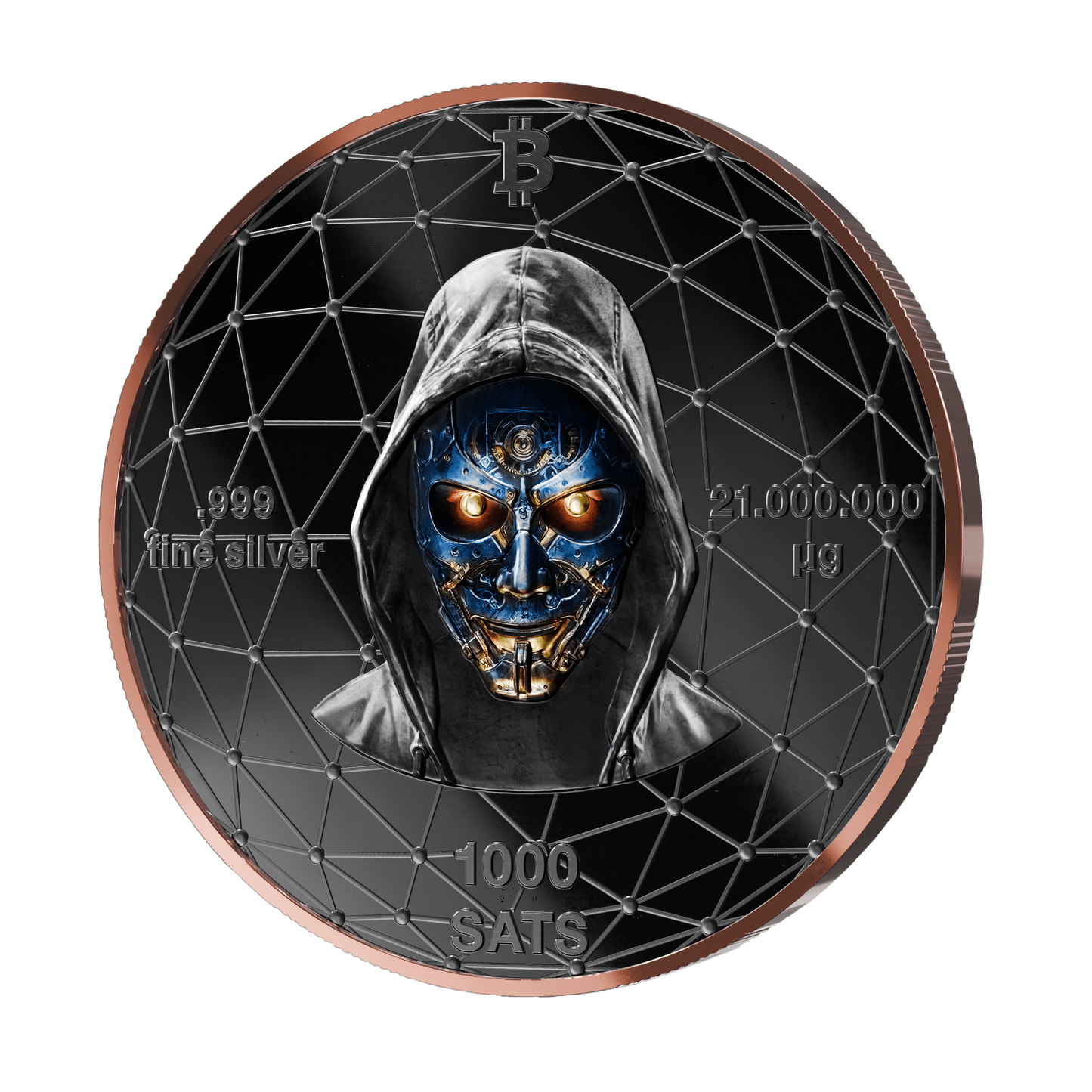 Bitcoin Silbermünze – Shark – Roségold + Schwarzplatin – 2026 Edition (21g 999 Feinsilber)