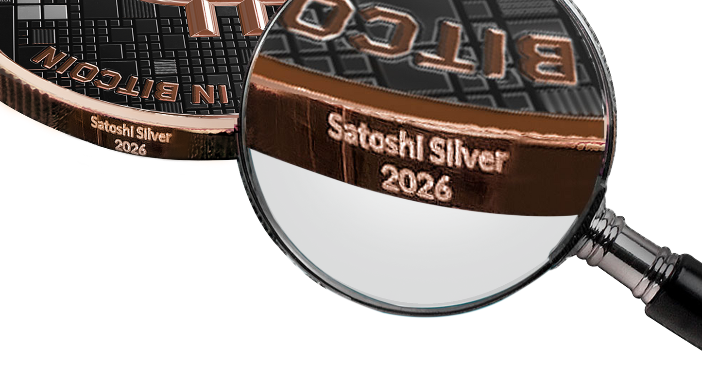 Bitcoin Silbermünze – Shark – Roségold + Schwarzplatin – 2026 Edition (21g 999 Feinsilber)