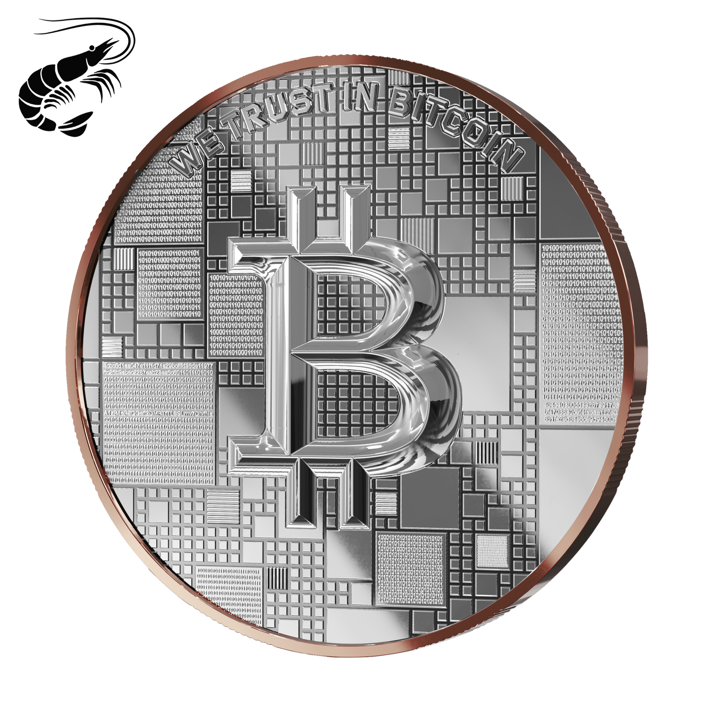 Pièce d'argent Bitcoin – Crab – Or rosé – Édition 2026 (21g argent fin 999)