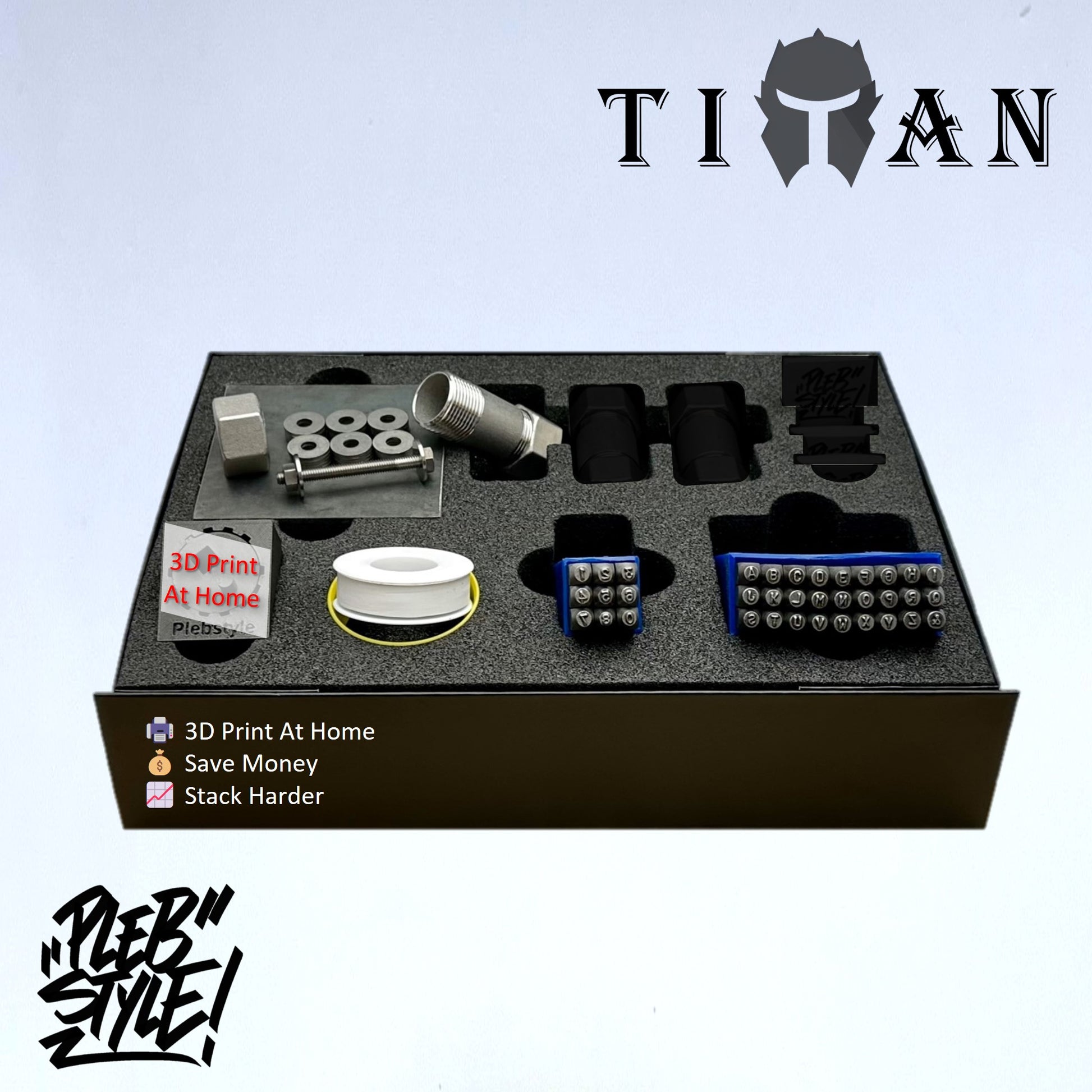 Titan Wallet DIY Starter Kit - One Steel Wallet, Stamps, Sealing Tape and Pad 