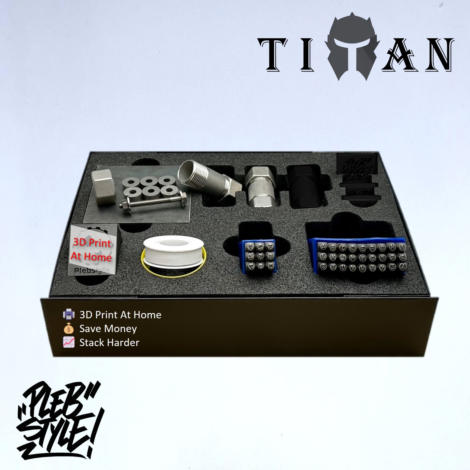 Titan Wallet DIY Starter Kit - 2x Steel Wallets, Stamps, Sealing Tape and Pad 