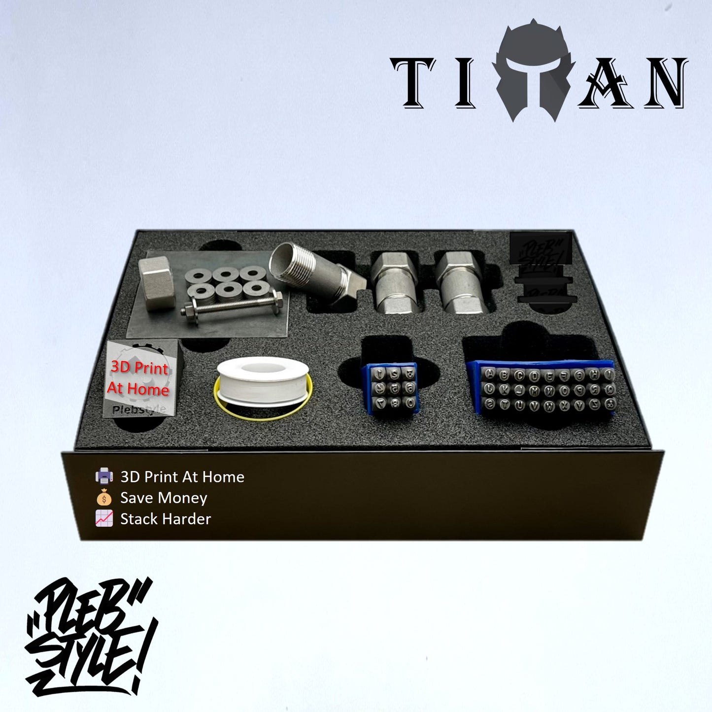 Titan Wallet DIY Starter Kit - 3x Steel Wallets, Stamps, Sealing Tape and Pad 