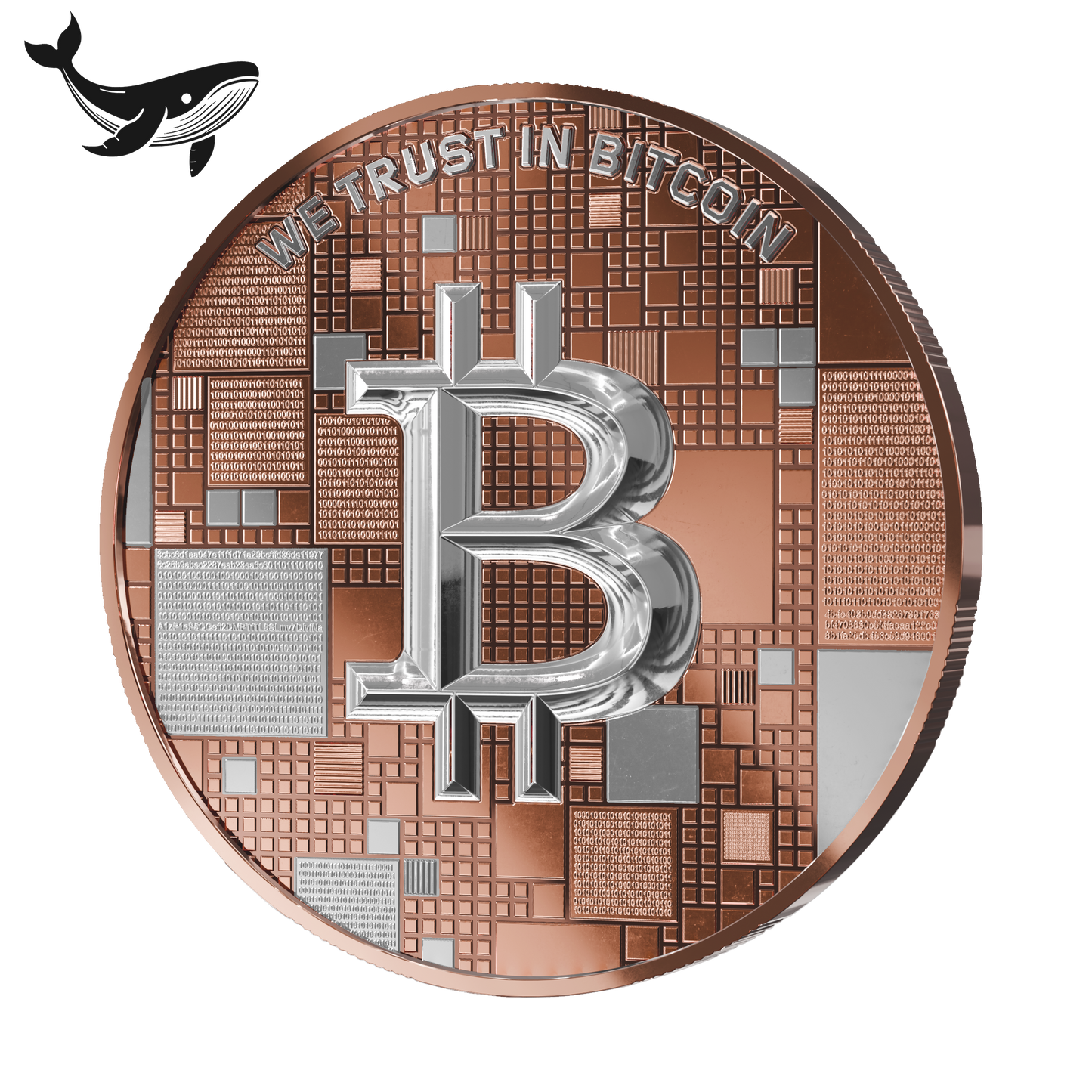Bitcoin Silver Coin – Whale – Rose Gold + Platinum – 2026 Edition (21g 999 Fine Silver)