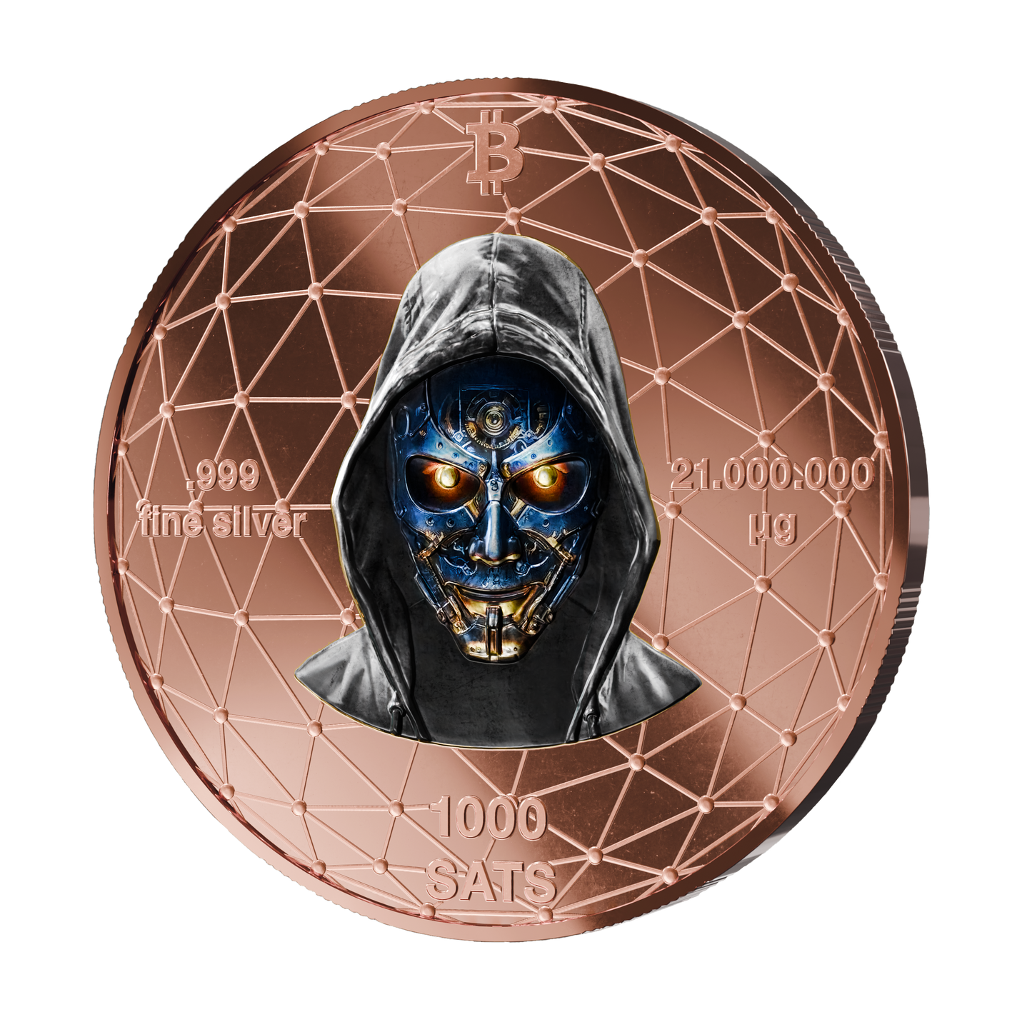 Bitcoin Silver Coin – Whale – Rose Gold + Platinum – 2026 Edition (21g 999 Fine Silver)