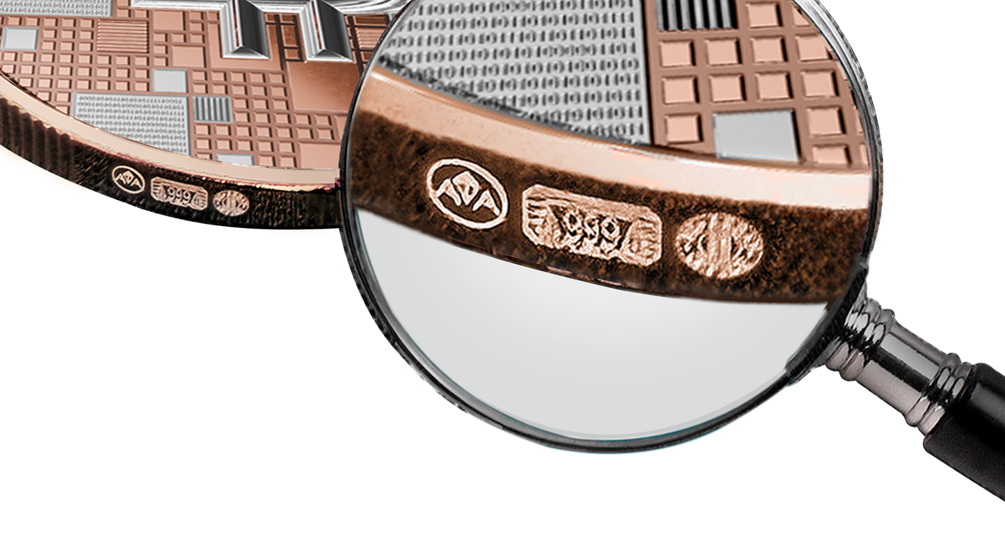 Bitcoin Silver Coin – Whale – Rose Gold + Platinum – 2026 Edition (21g 999 Fine Silver)