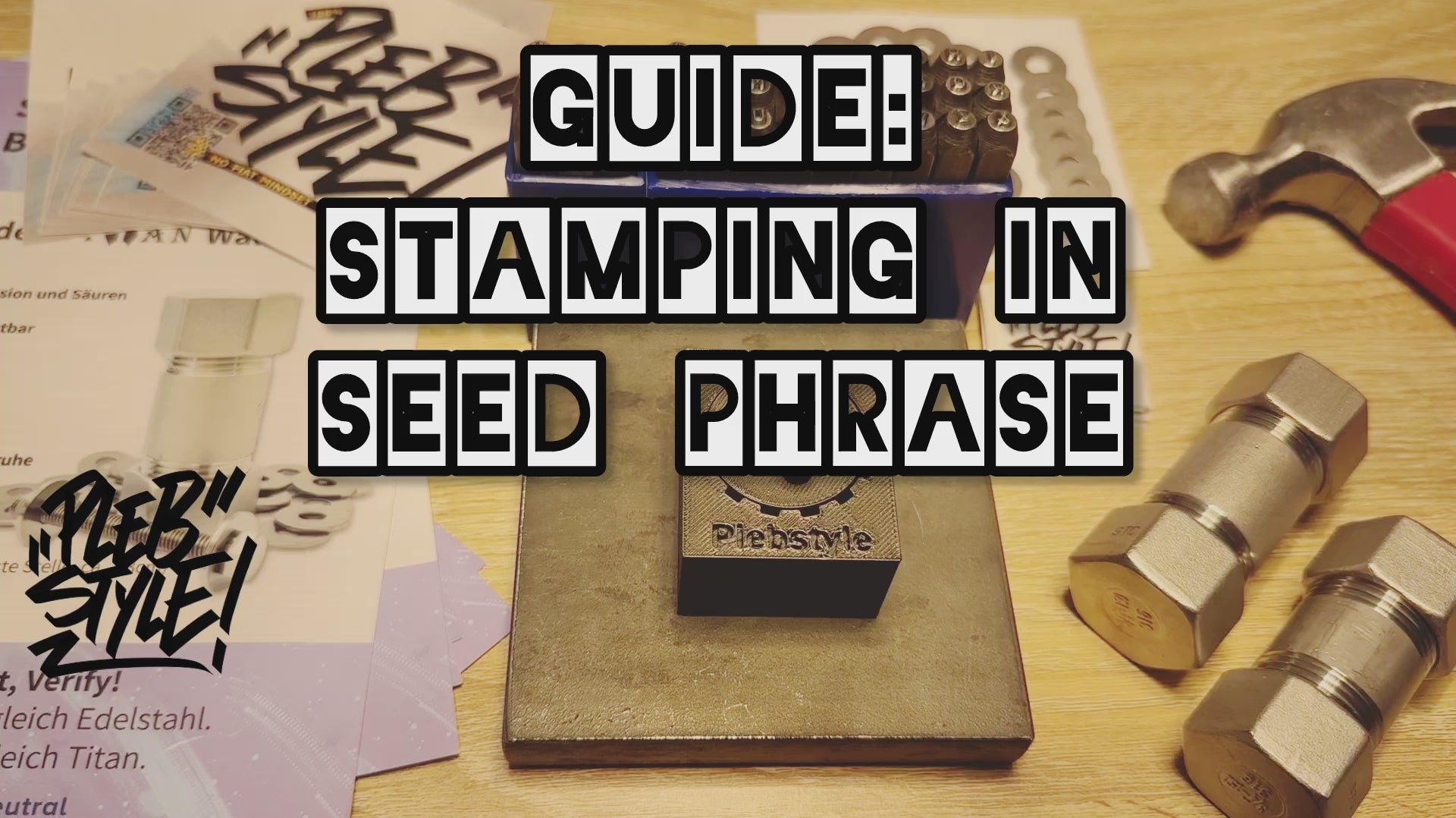 Load video: Step by step guide how to stamp in your Mnemonic Seed Phrase with Plebstyle Striking Aid/Jig